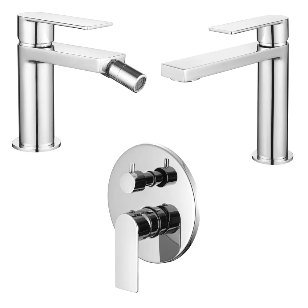 Composition mixers washbasin, bidet and two-way shower mechanical diverter chromed geel koper Ottomix