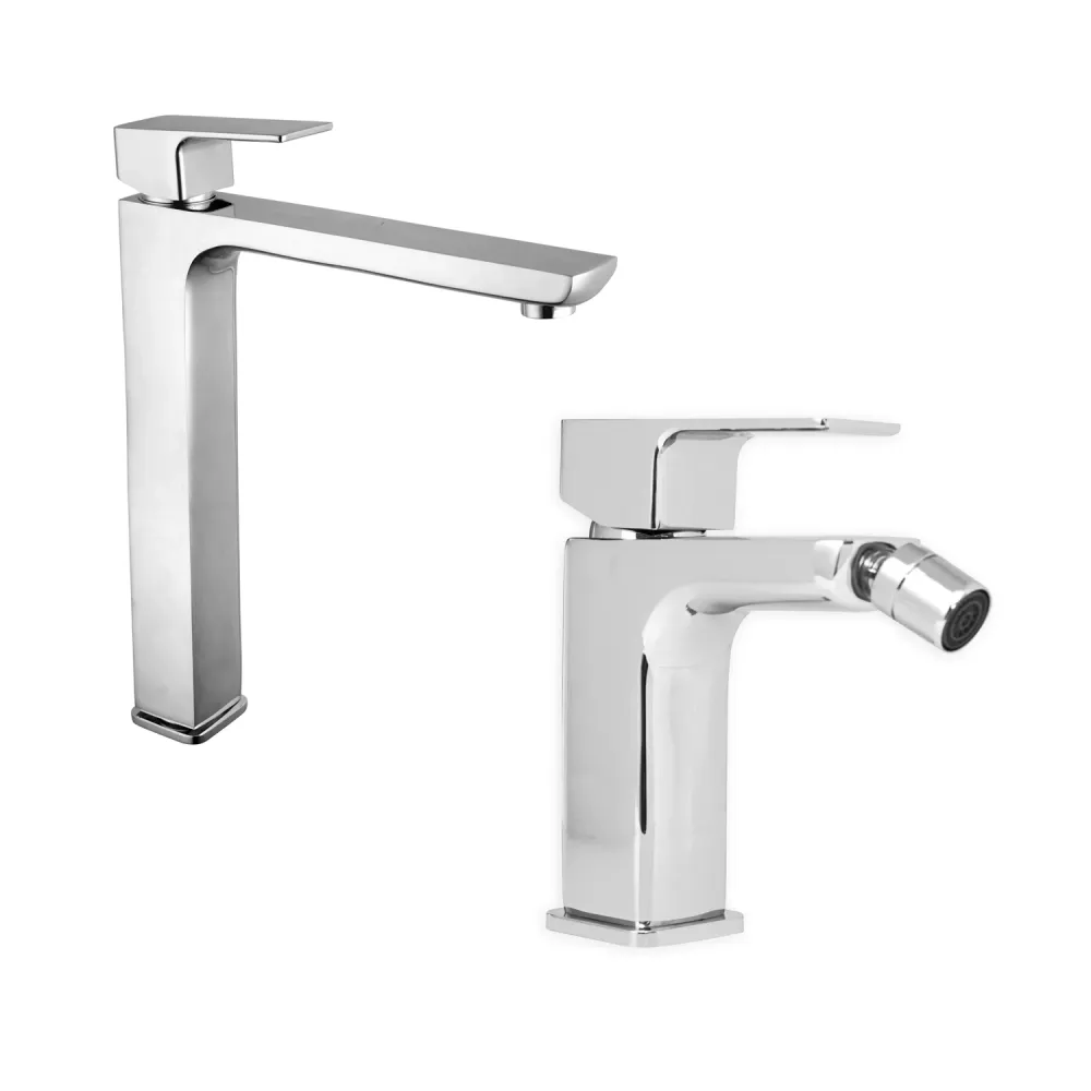Pair mixers tall washbasin and bidet Nix series chrome-plated messing
