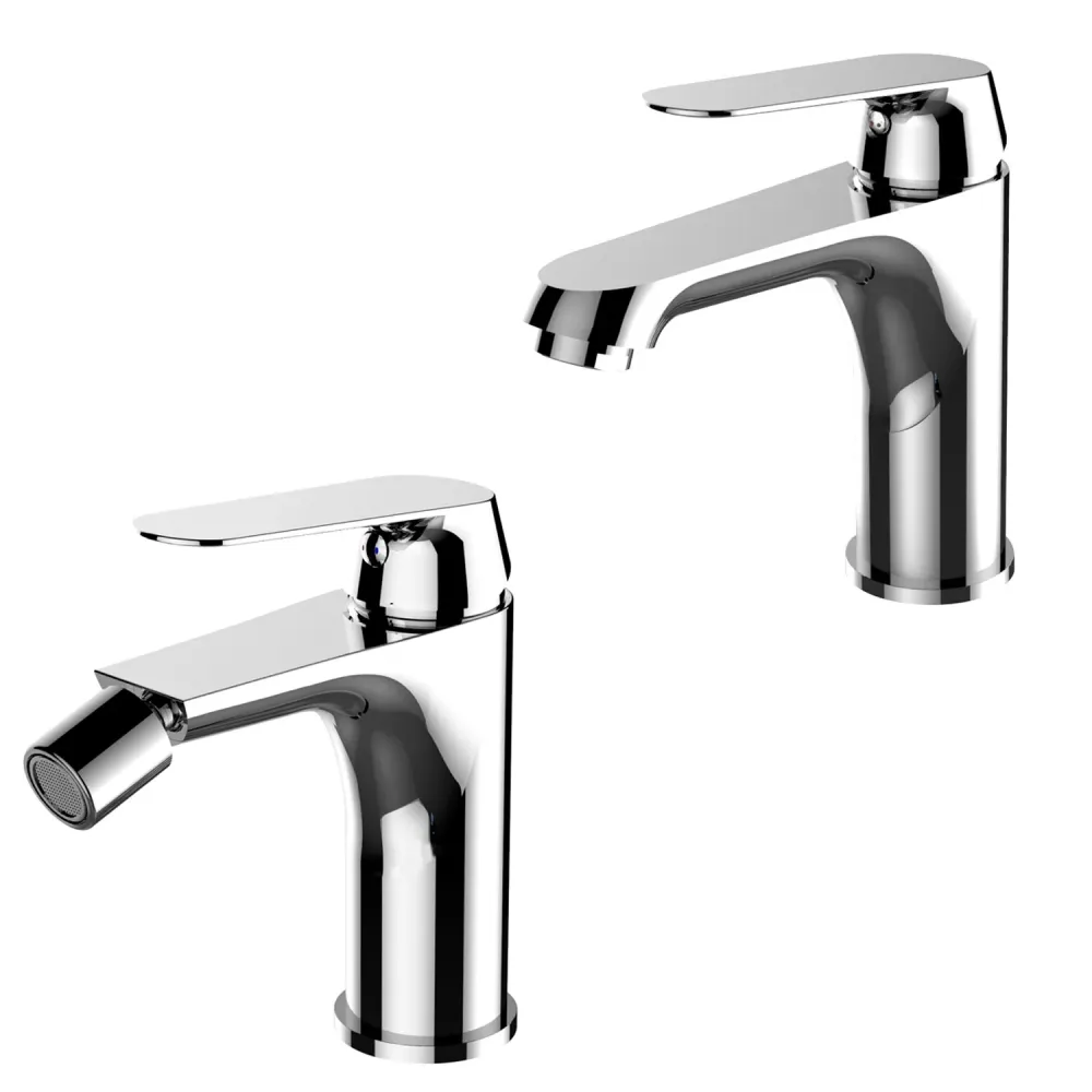 Pair mixers washbasin and bidet Echo series chrome-plated messing