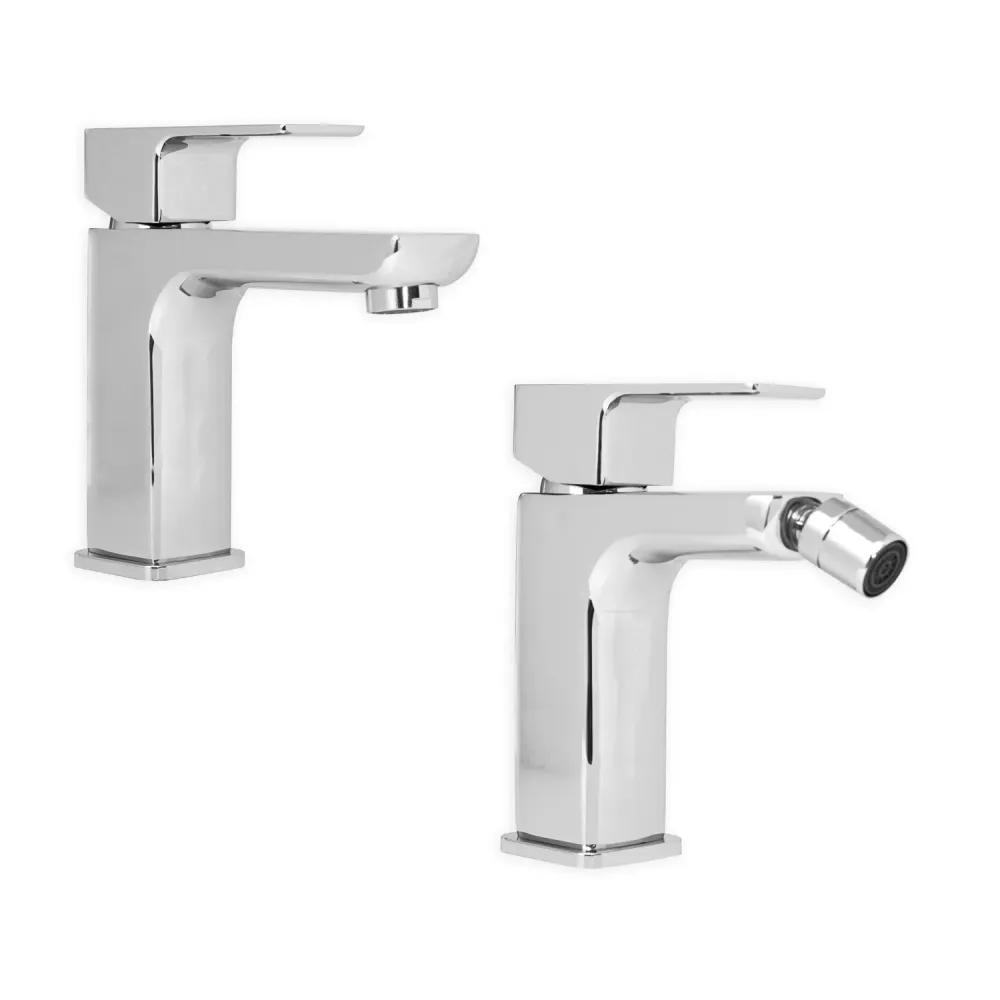 Pair mixers washbasin and bidet Nix series chrome-plated messing