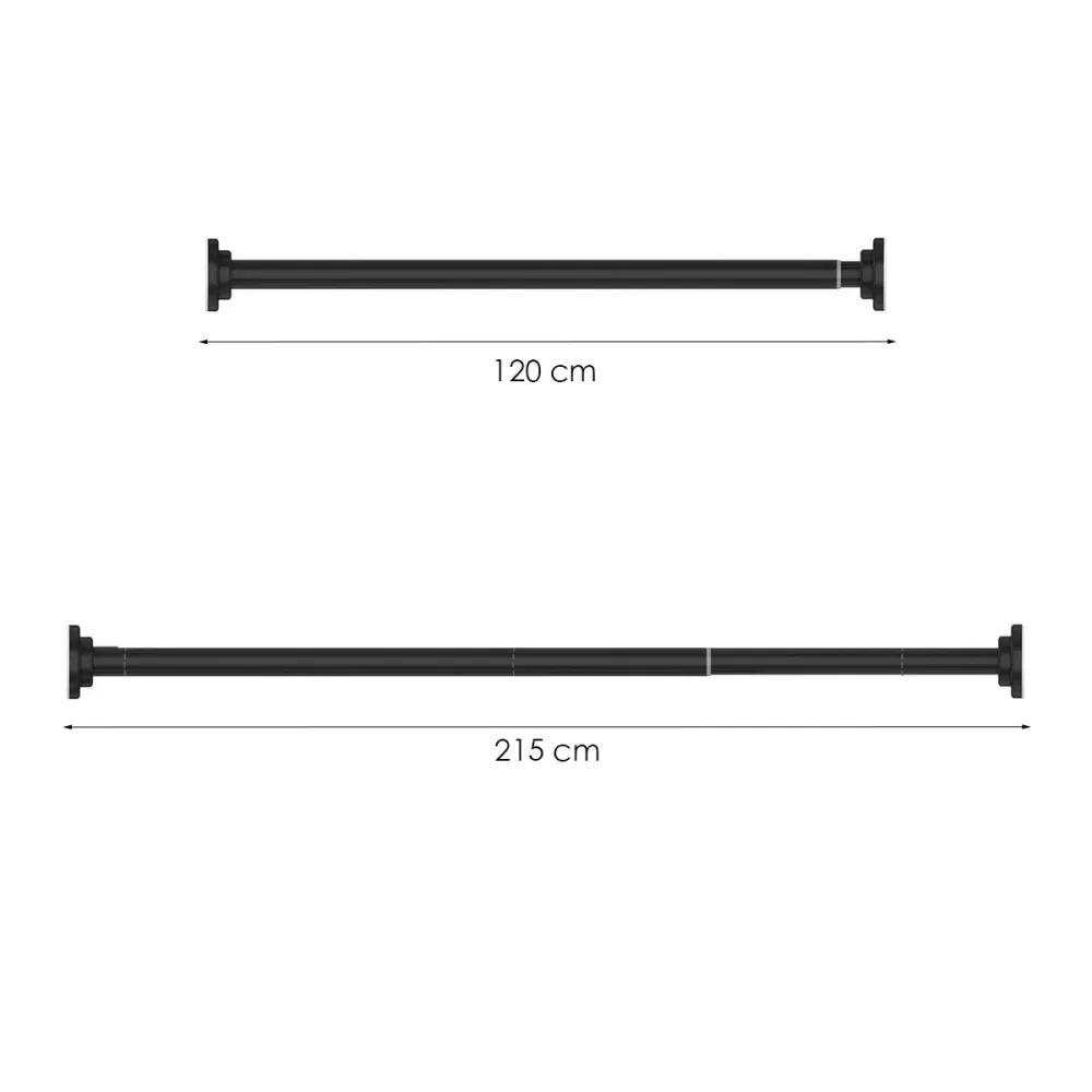 Douchestang Uitschuifbaar - Zwart - 120 cm tot 215 cm - Universeel - Douchestang zonder Boren - Douchestang Verstelbaar
