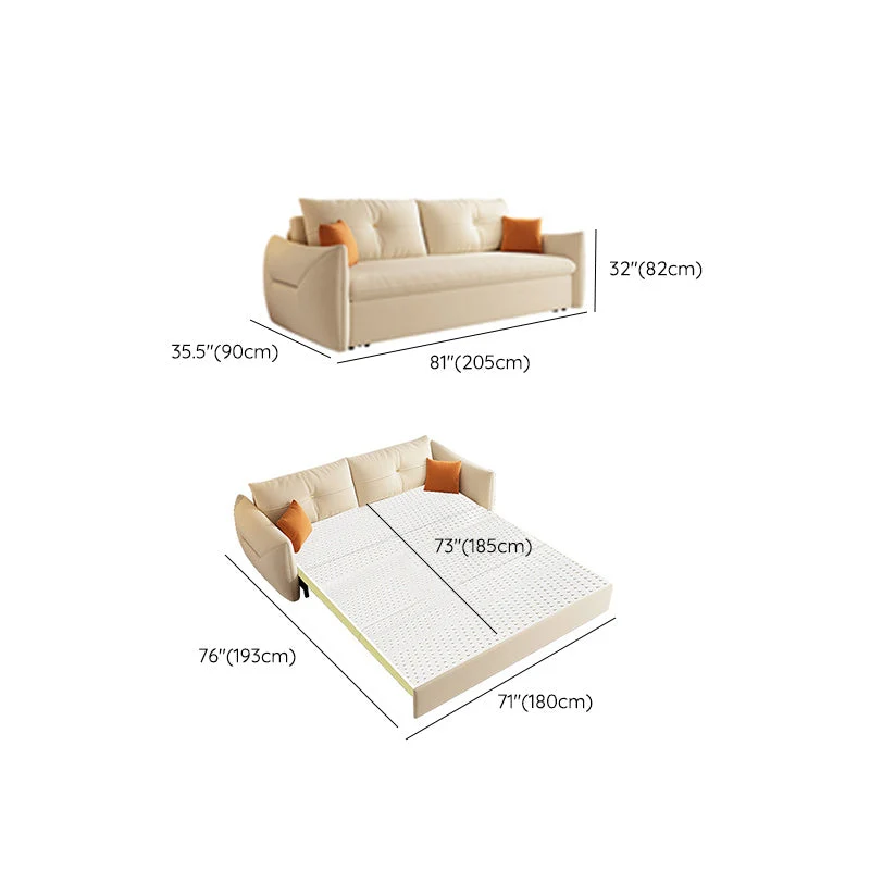 Ademend materiaal 35" Breed Scandinavian Sofa Futon White Sleeper Sofa Storage 49l
