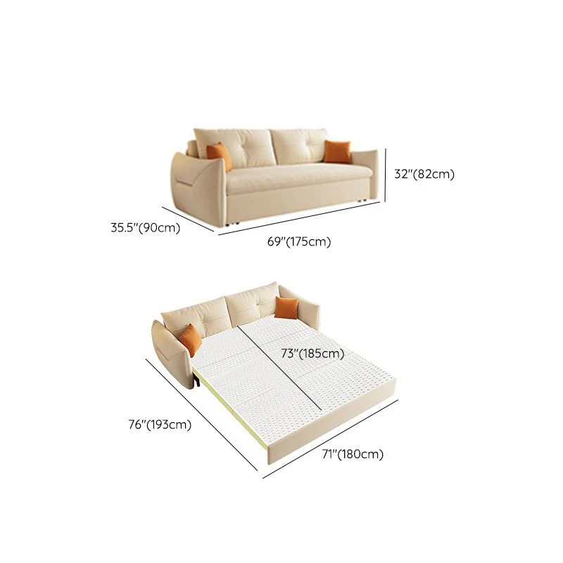 Ademend materiaal 35" Breed Scandinavian Sofa Futon White Sleeper Sofa Storage 49l