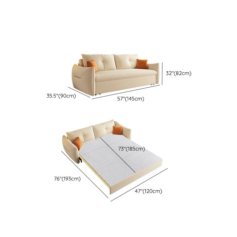 Ademend materiaal 35" Breed Scandinavian Sofa Futon White Sleeper Sofa Storage 49l
