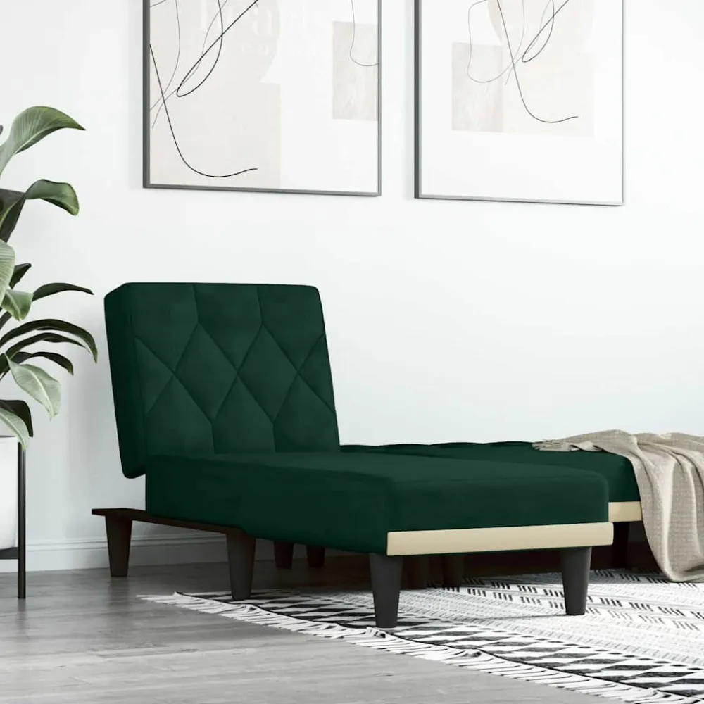 Ademend materiaal Chaise longue fluweel donkergroen