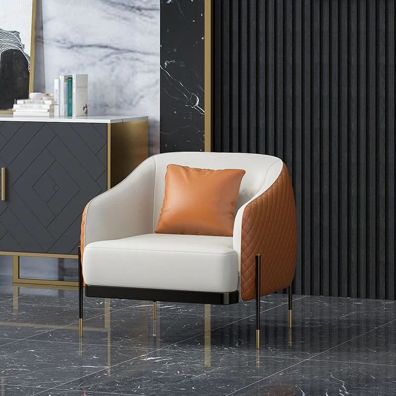 Ademend materiaal Contemporary Faux Echt leer Settee Stain-Resistant Couch Orange and Blue 31
