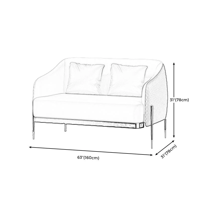 Ademend materiaal Contemporary Faux Echt leer Settee Stain-Resistant Couch Orange and Blue 31