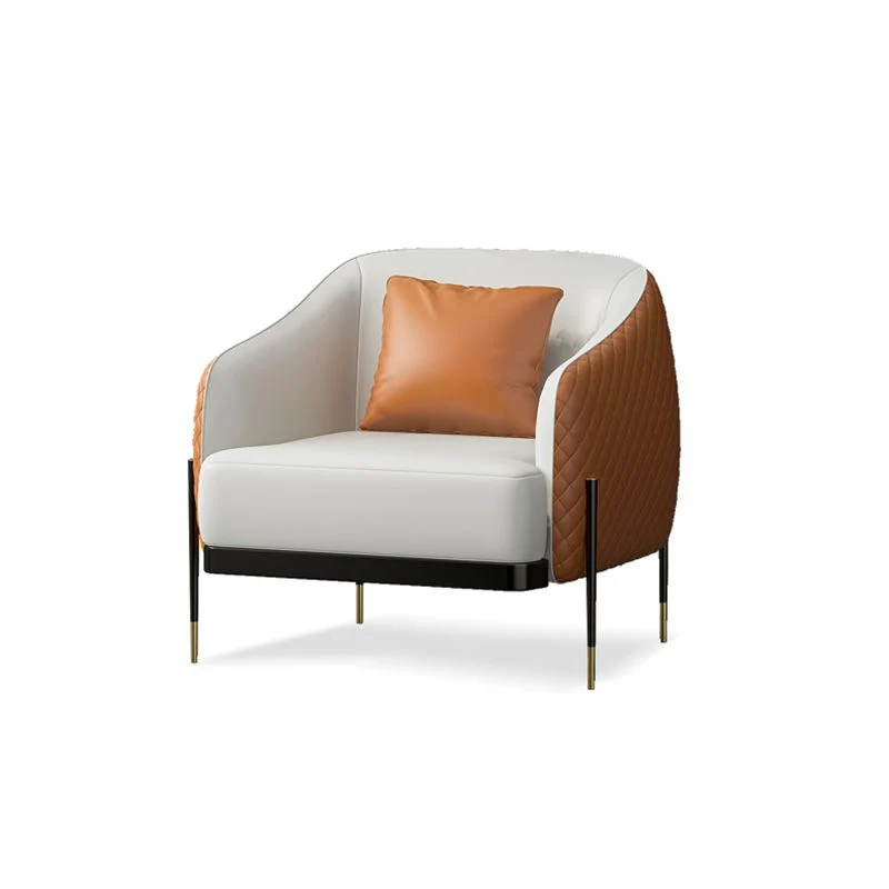 Ademend materiaal Contemporary Faux Echt leer Settee Stain-Resistant Couch Orange and Blue 31