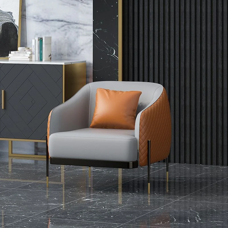 Ademend materiaal Contemporary Faux Echt leer Settee Stain-Resistant Couch Orange and Blue 31