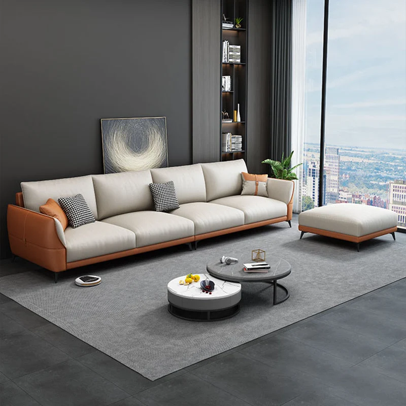 Ademend materiaal Stain Resistant Contemporary Settee Couch Pillows Orange/white 85l