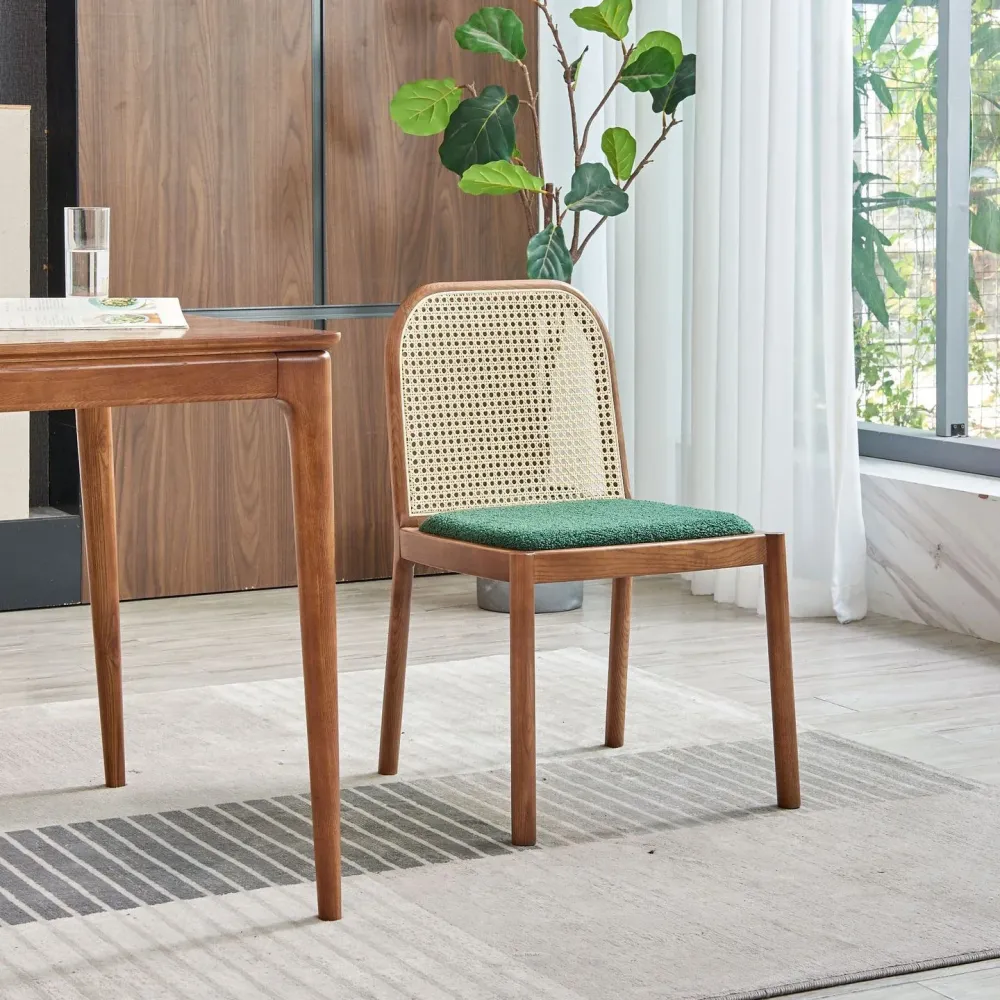 Ademend materiaal Traditional Upholstered Dining Side Chair Eenkleurig Wood Side Chair White
