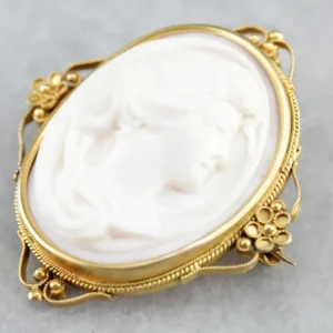 Antique Pink Cameo Brooch or Pendant