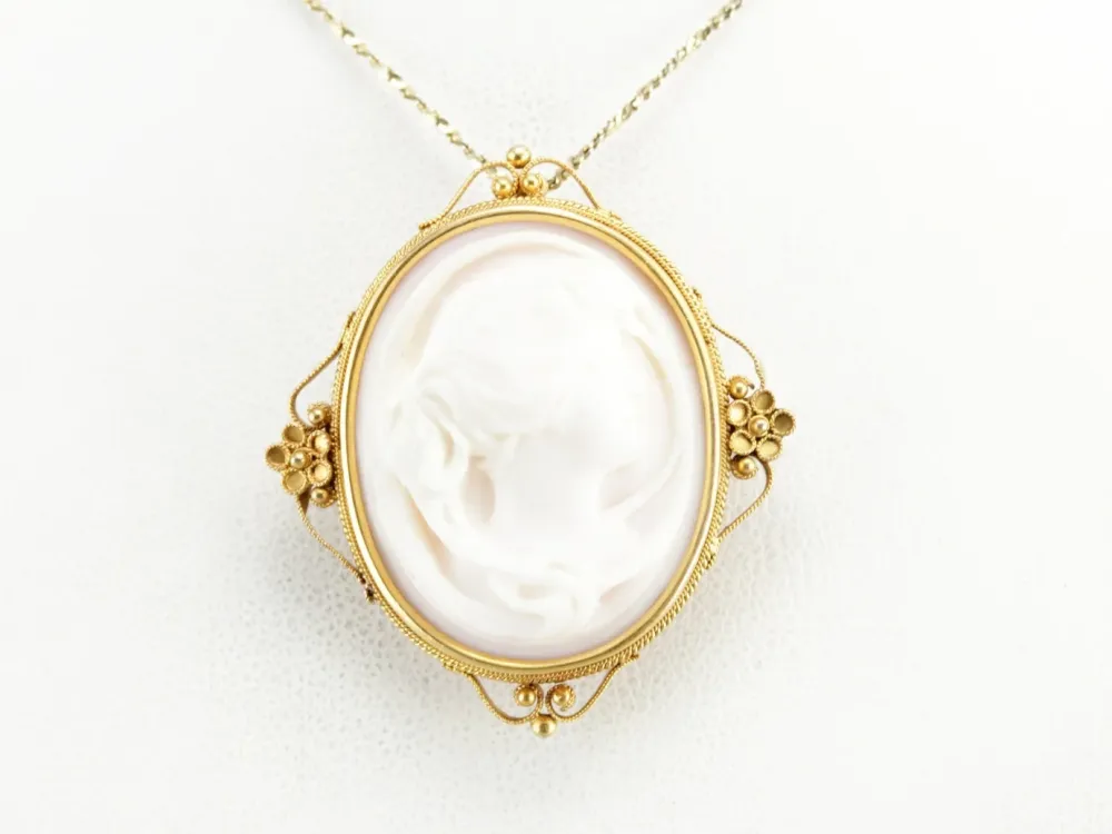 Antique Pink Cameo Brooch or Pendant