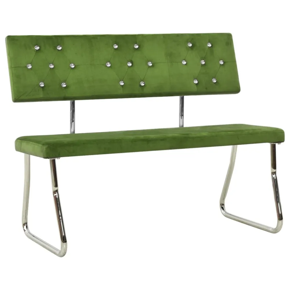 Bankje 110 cm fluweel llichtgroen met antislip rand