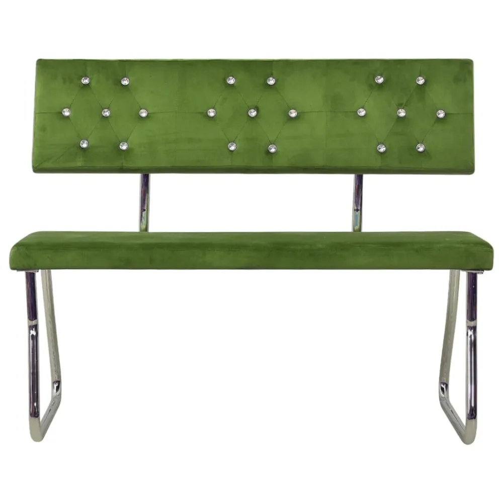Bankje 110 cm fluweel llichtgroen met antislip rand