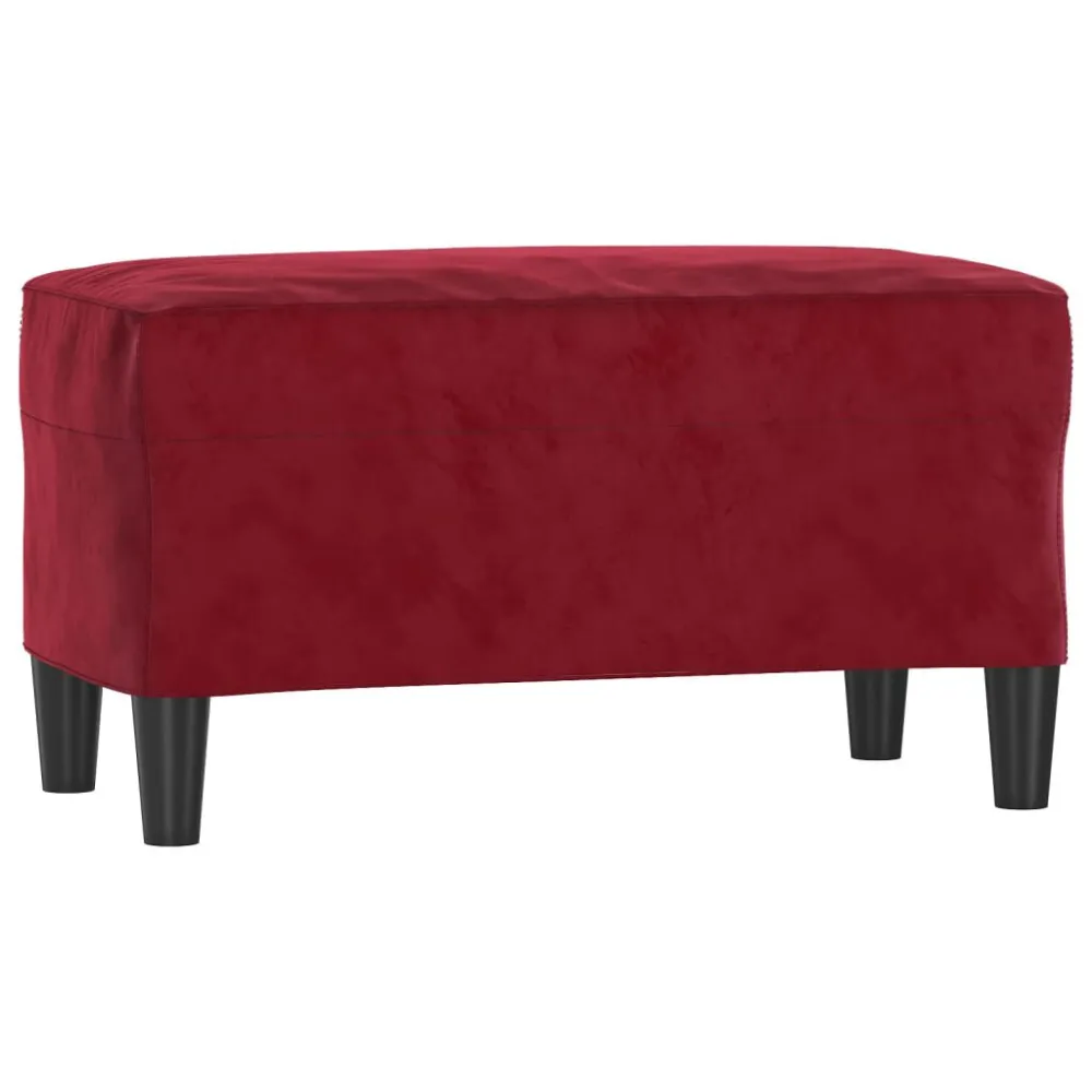 Bankje 70x35x41 cm fluweel wijnrood