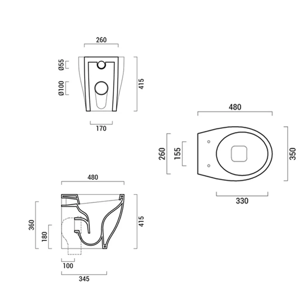Bureaustoel Wall-hung WC reduced depth - Domus Falerii Mascalzone Zacht Close seat