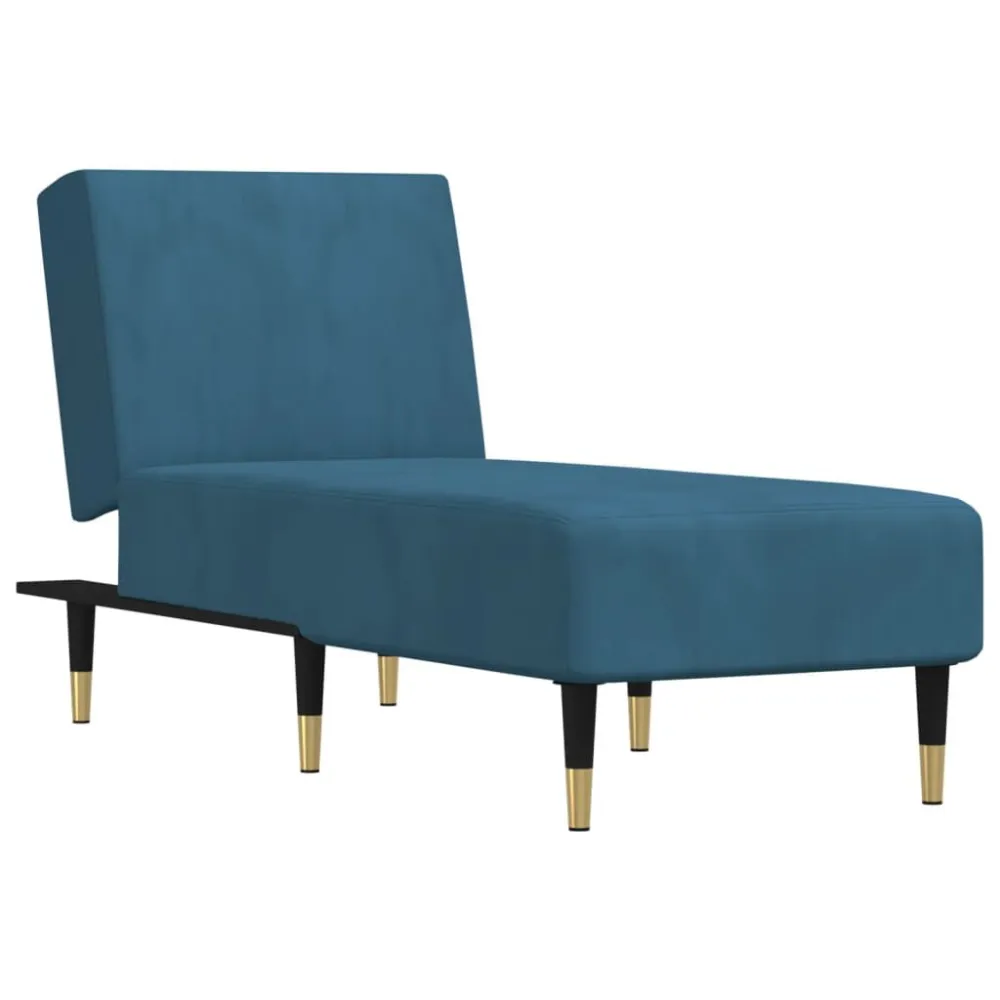 Chaise longue fluweel blauw effen kleuren en patronen