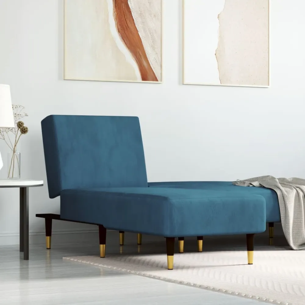 Chaise longue fluweel blauw effen kleuren en patronen