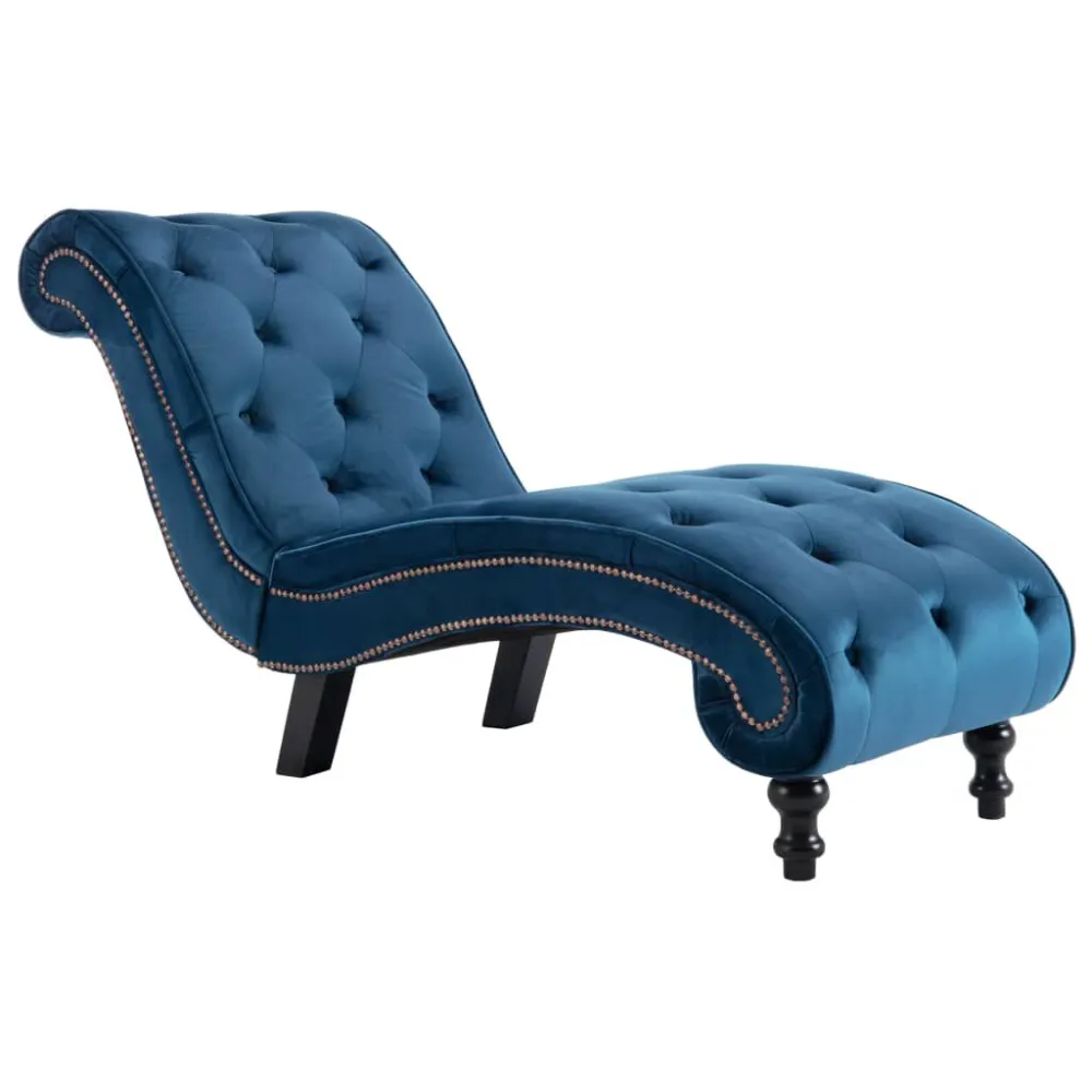 Chaise longue fluweel blauw Gemaakt van jersey katoenmix