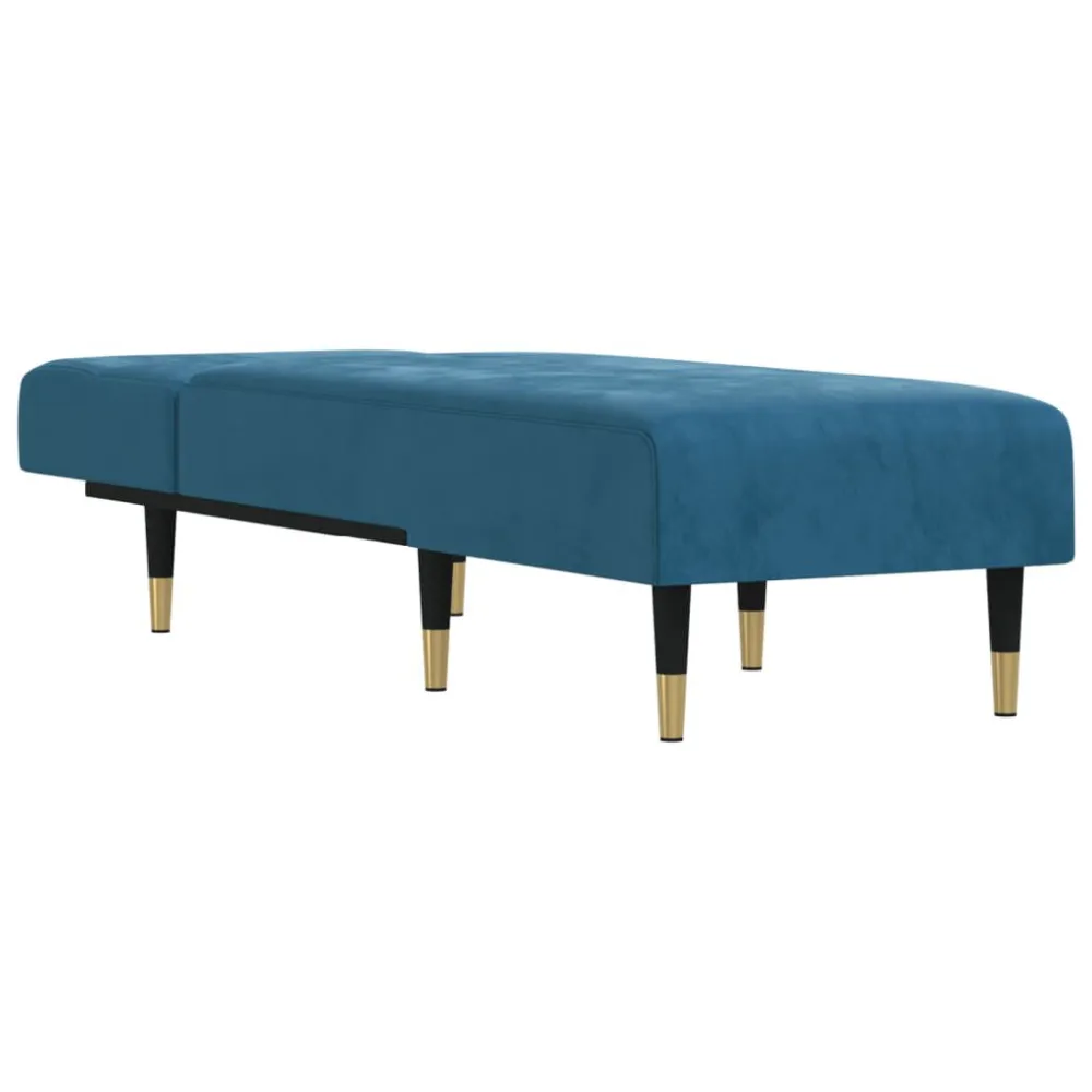 Chaise longue fluweel blauw met antislip rand