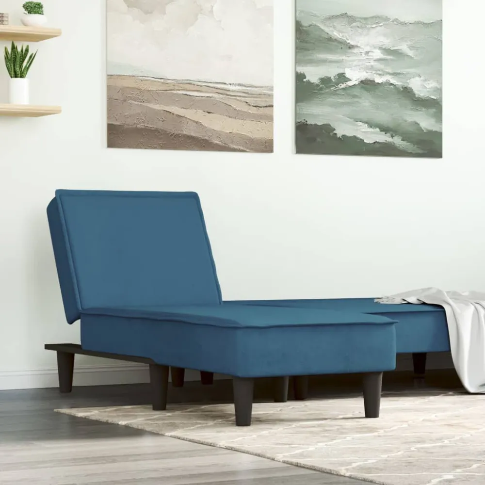 Chaise longue fluweel blauw - Perfecte Pasvorm