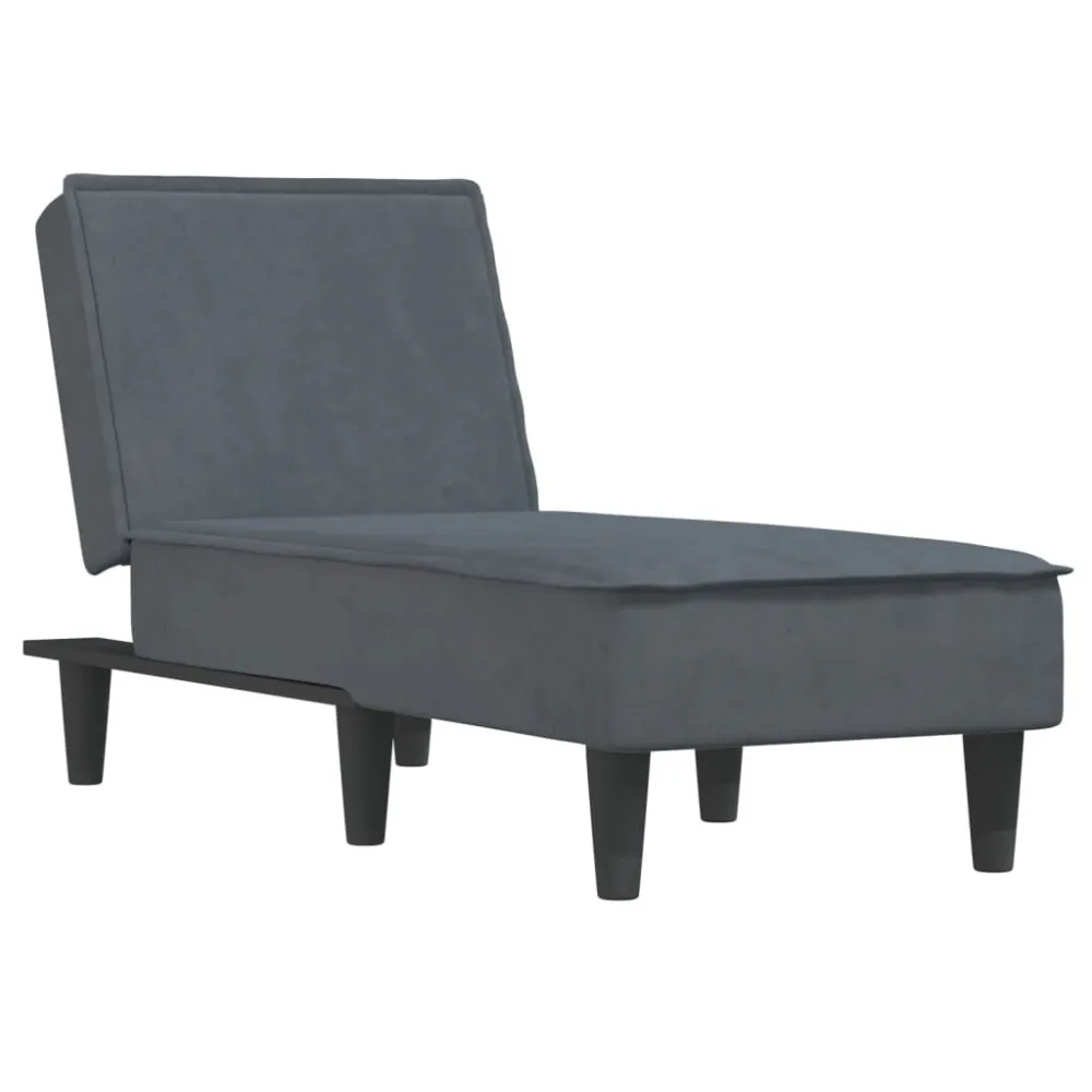 Chaise longue fluweel donkergrijs - Perfecte Pasvorm
