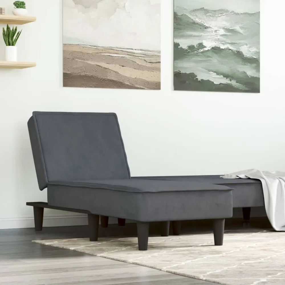 Chaise longue fluweel donkergrijs - Perfecte Pasvorm