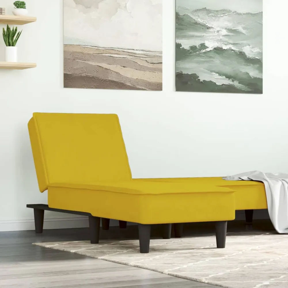 Chaise longue fluweel geel | Makkelijk te Reinigen