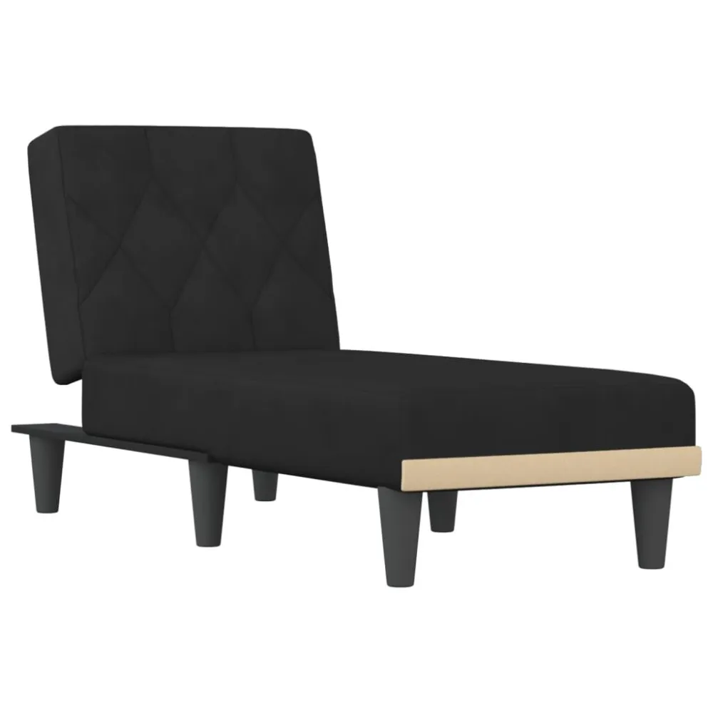 Chaise longue fluweel zwart met elastische band en linten