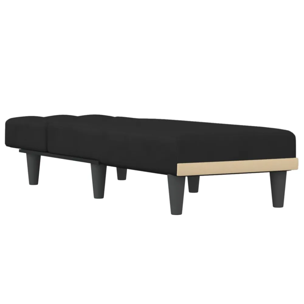 Chaise longue fluweel zwart met elastische band en linten