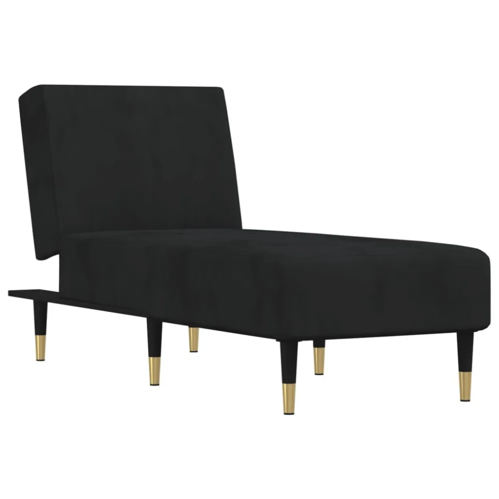 Chaise longue fluweel zwart voor binnen- en buitengebruik