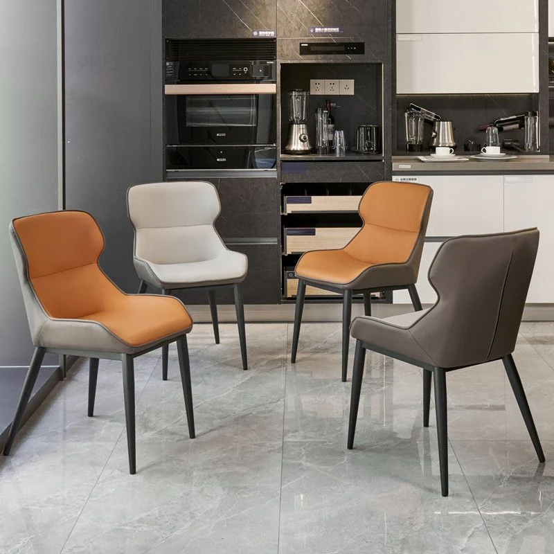 Contemporary Side Chair Leer Upholstered Dining Chair Kitchen White