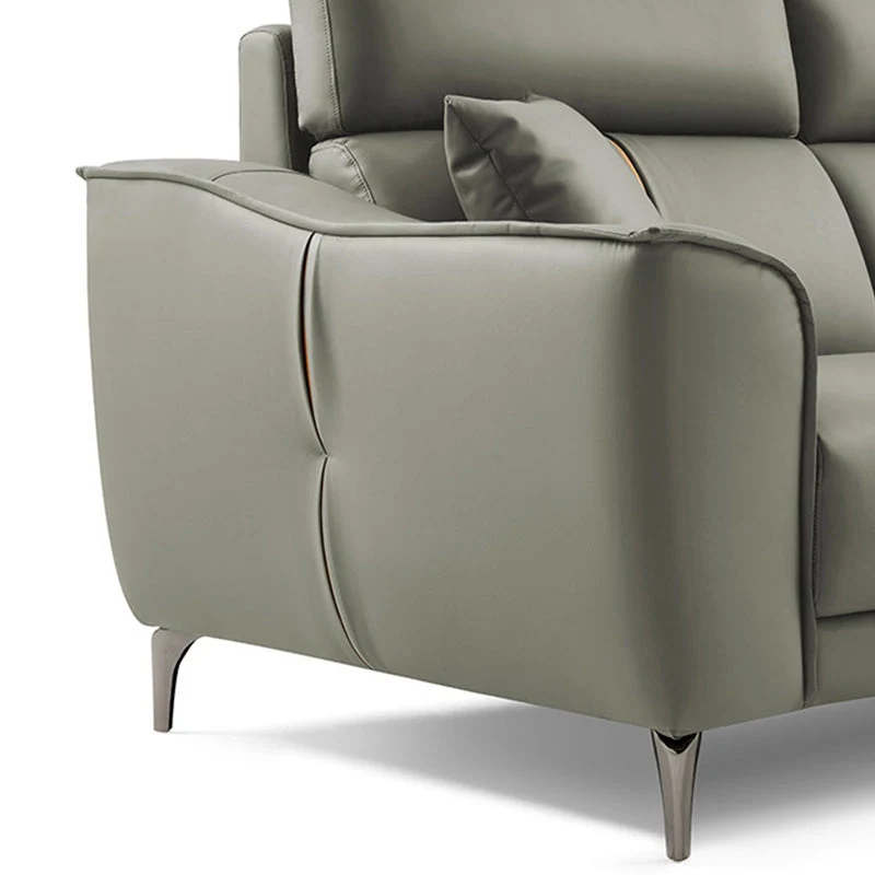 Contemporary Style Faux Leather Stevig Color Sewn Pillow Back Sofa effen kleuren en patronen Green