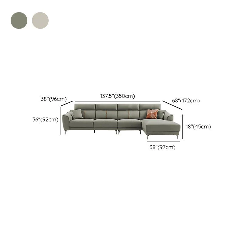 Contemporary Style Faux Leather Stevig Color Sewn Pillow Back Sofa effen kleuren en patronen Green