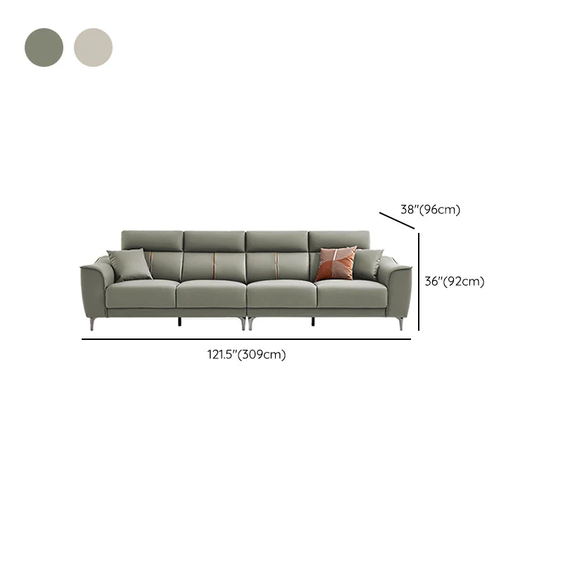 Contemporary Style Faux Leather Stevig Color Sewn Pillow Back Sofa effen kleuren en patronen Green