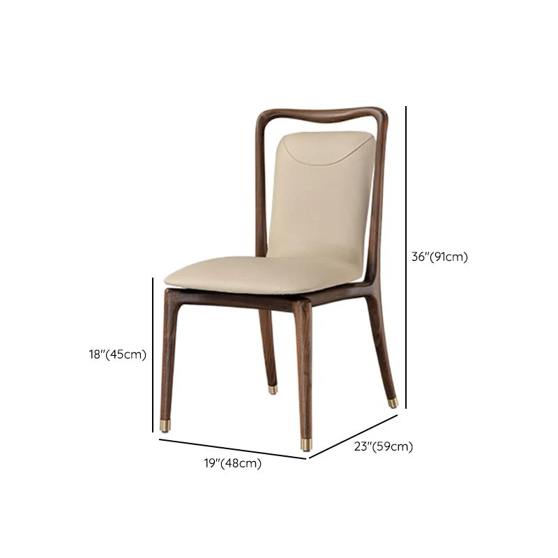 Dining Room Contemporary Notenhout Wood Upholstered Solid Back Dining Chair