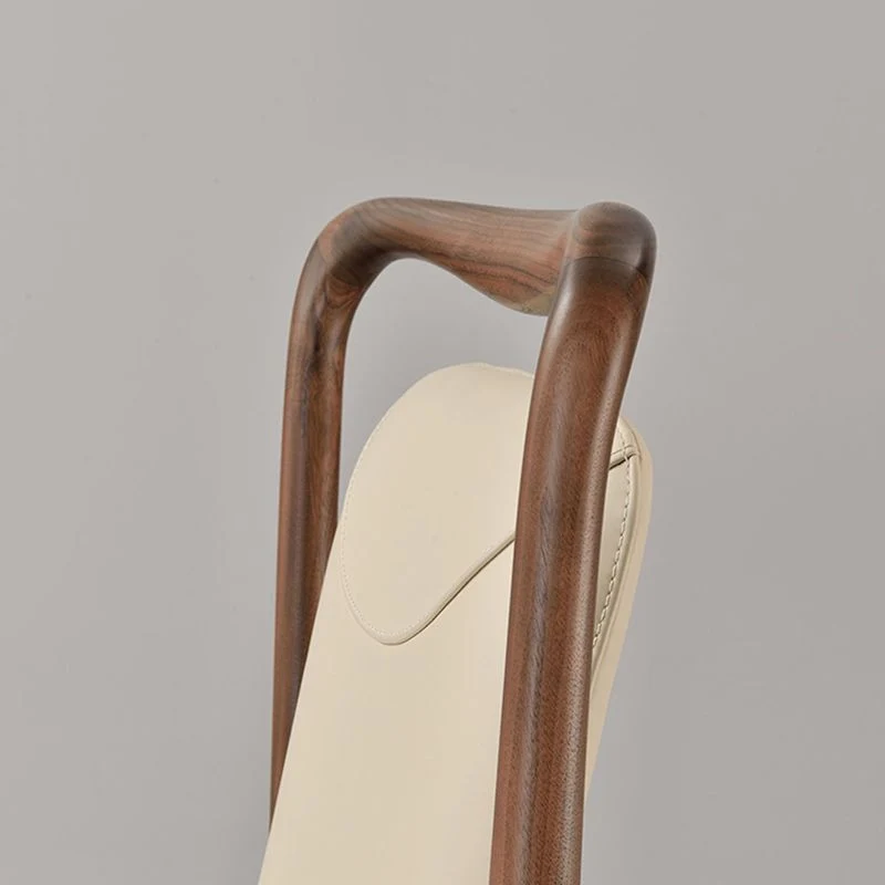 Dining Room Contemporary Notenhout Wood Upholstered Solid Back Dining Chair