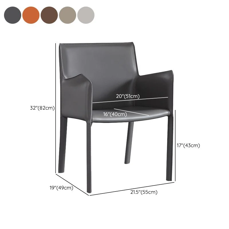 Dining Room Upholstered Arm Chair Faux Lederen Parsons Chair Eenvoudig aan te brengen Grey