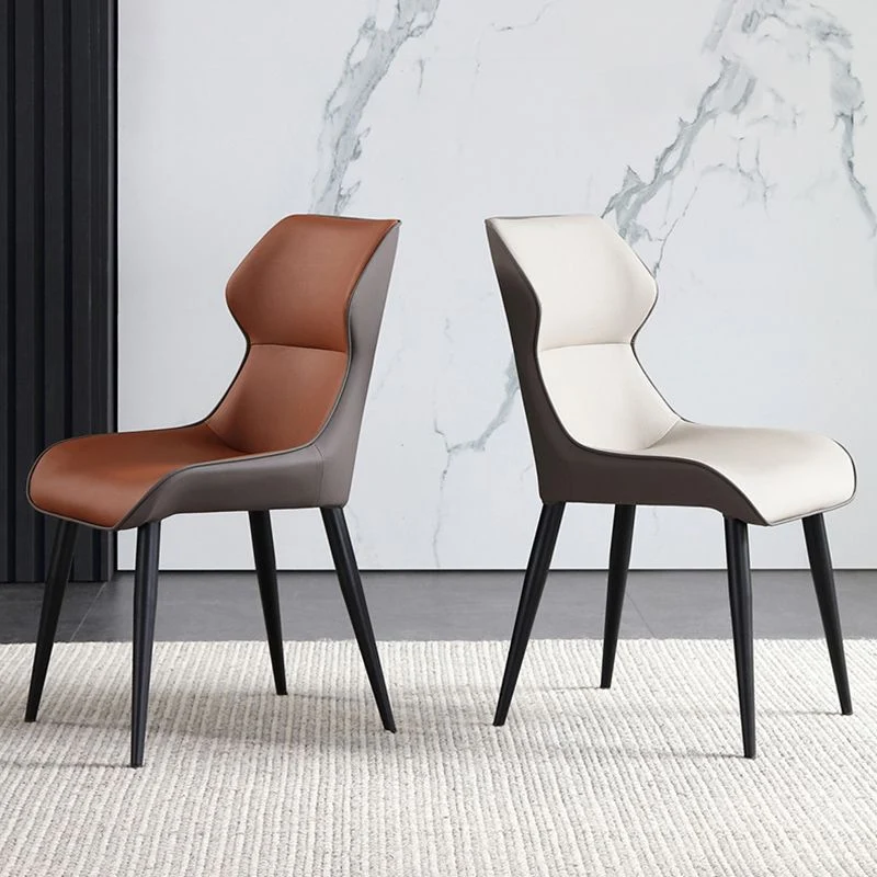 Dining Room Upholstered Chair Faux Van leer Wingback Side Chair met bescherming tegen slijtage Orange
