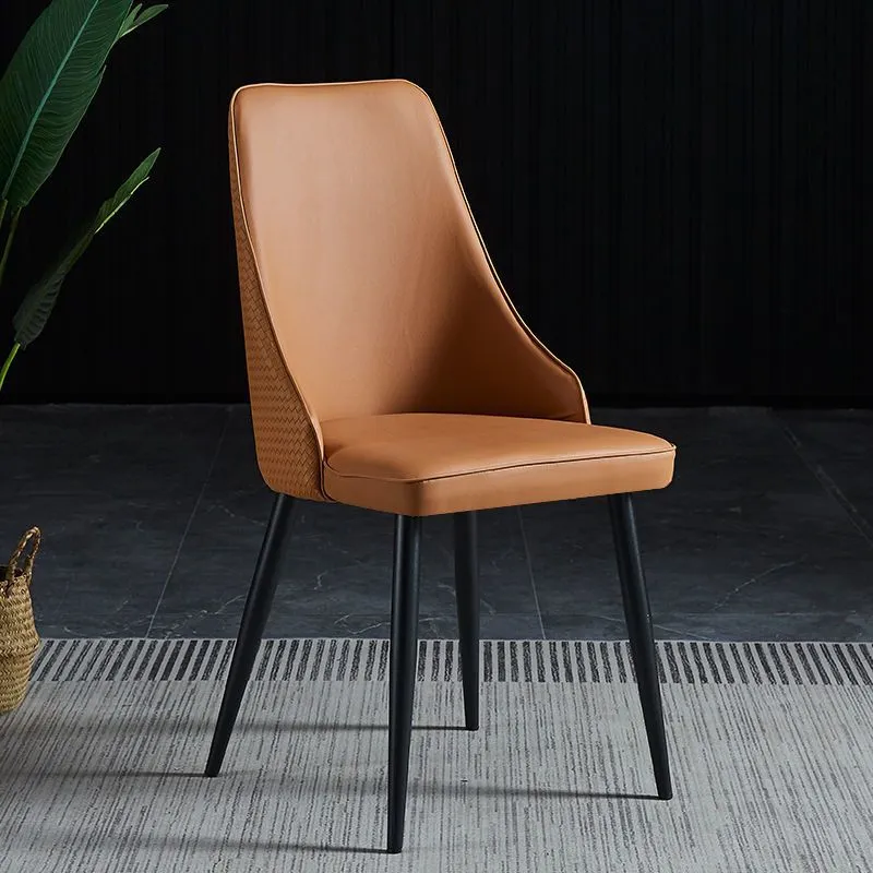 Dining Room Upholstered Chair Industrial Faux Leren Parsons Chair voor IKEA-stoelen en modellen Dark