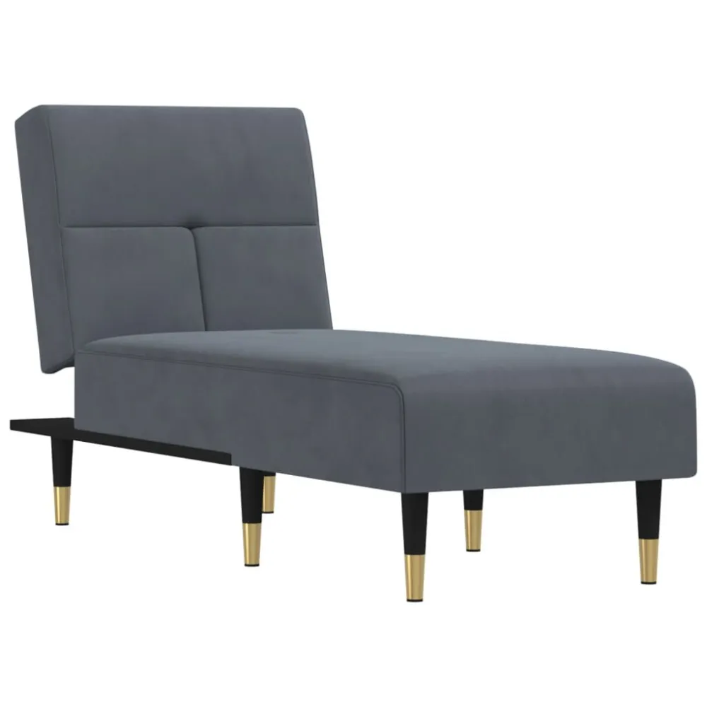Eetkamerstoel Chaise longue fluweel donkergrijs