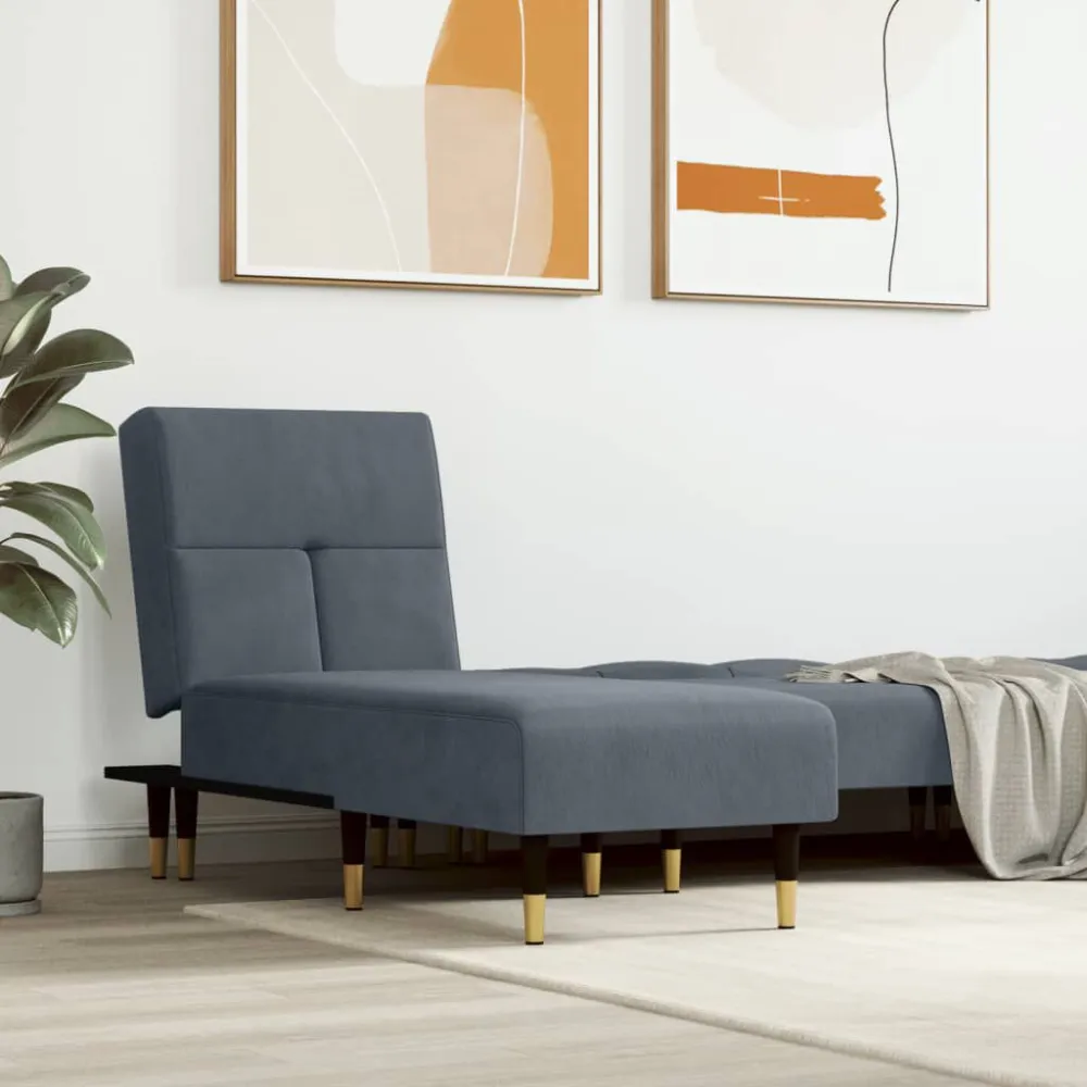 Eetkamerstoel Chaise longue fluweel donkergrijs