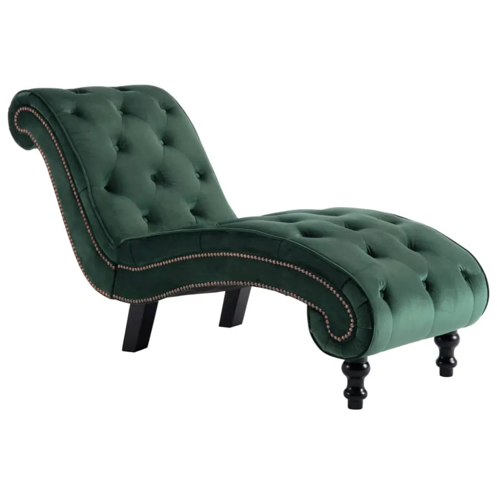 Elastische pasvorm Chaise longue fluweel groen