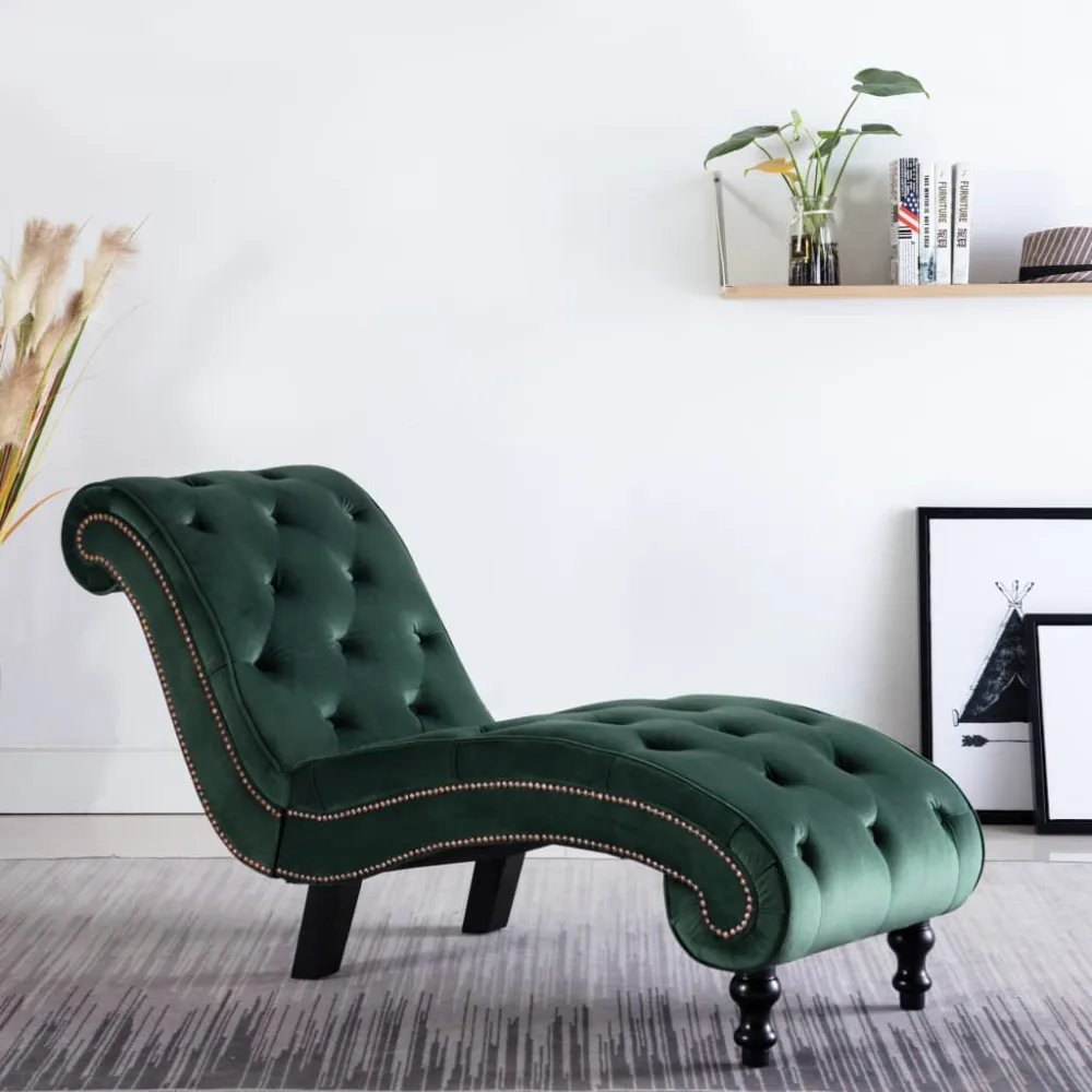 Elastische pasvorm Chaise longue fluweel groen