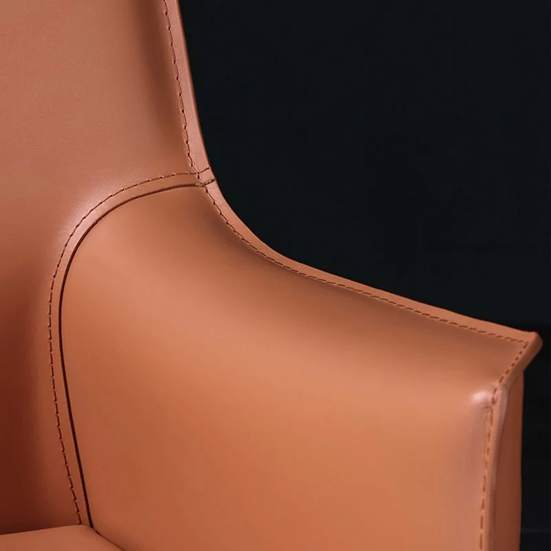 Elastische pasvorm Upholstered Dining Chair Contemporary Faux Leer Dining Side Chair Orange