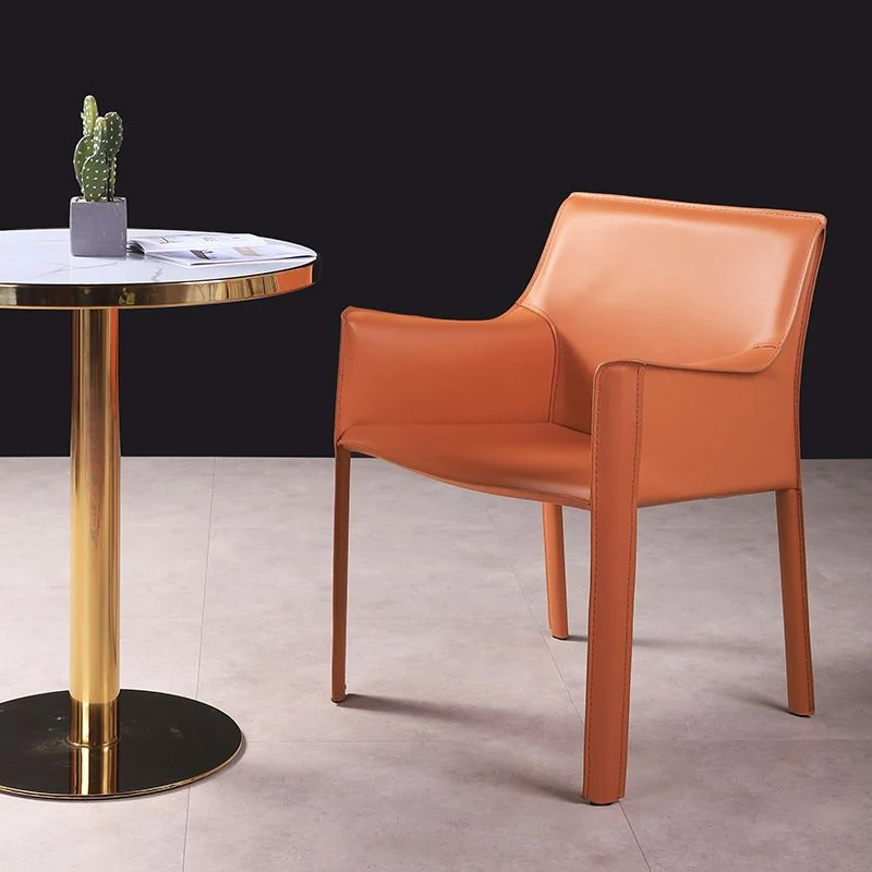 Elastische pasvorm Upholstered Dining Chair Contemporary Faux Leer Dining Side Chair Orange