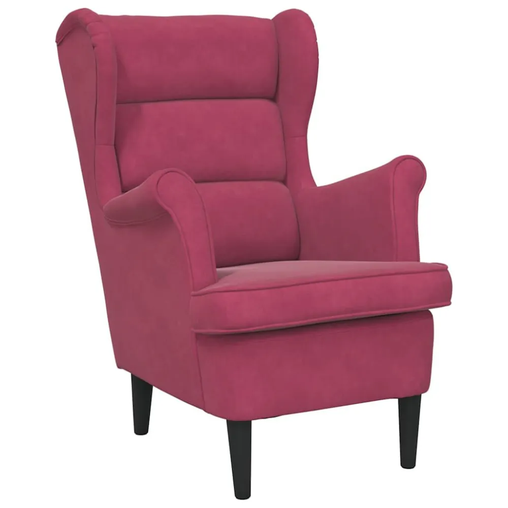 Fauteuil fluweel wijnrood met antislip rand
