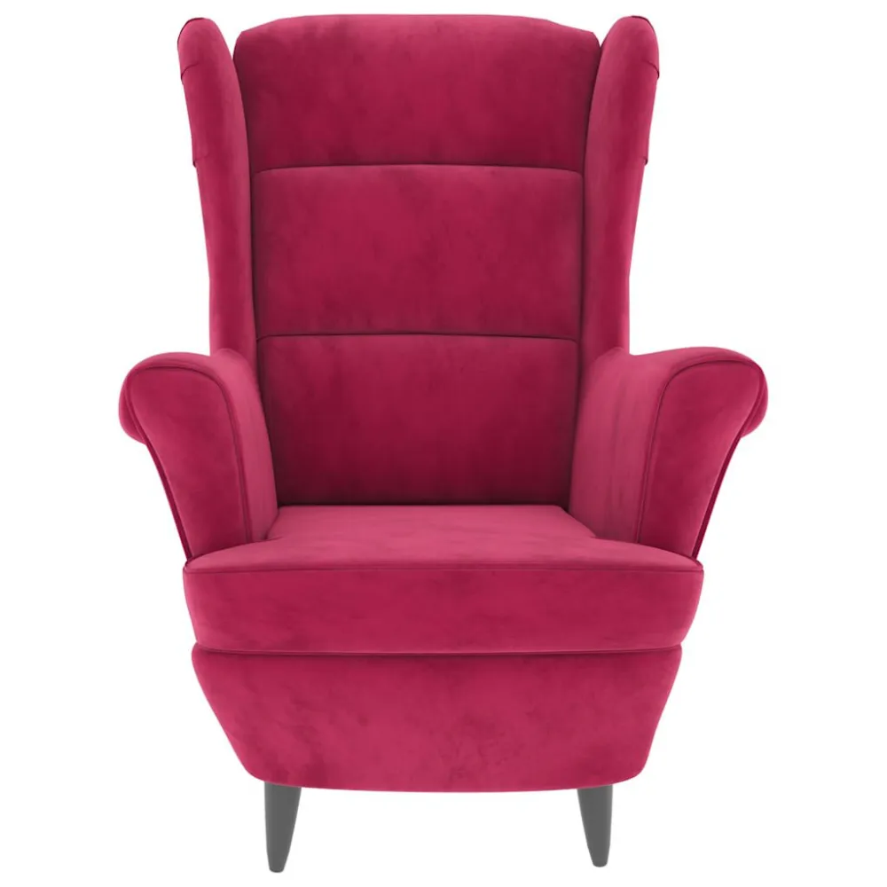 Fauteuil fluweel wijnrood met antislip rand