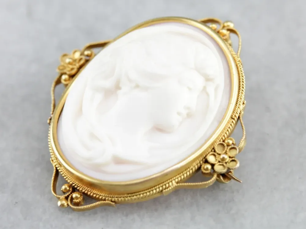 Premium Kwaliteit Antique Fuchsia Cameo Brooch or Pendant